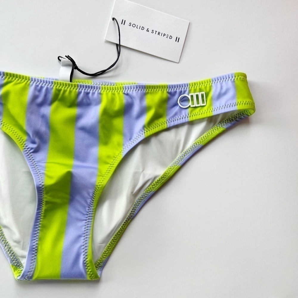 Solid & Striped Elle Bikini Bottom Lavender Lime Stripe - Picture 3 of 6